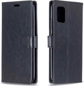 Voor Samsung A51 5G Crazy Horse Texture Horizontale Flip Leren Case met Houder & Kaartsleuven & Portemonnee & Fotolijst (Zwart)