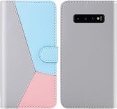 Voor Galaxy S10 5G Tricolor Stitching Horizontale Flip TPU + PU lederen tas met houder & kaartsleuven en portemonnee (grijs)