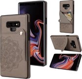 Voor Samsung Galaxy Note9 reliëfpatroon PU + TPU beschermhoes met houder & portemonnee & kaartsleuven (grijs)