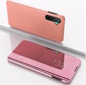 Voor OPPO Realme XT / K5 / Realme X2 vergulde spiegel horizontaal flip leer met standaard mobiele telefoon holster (rose goud)