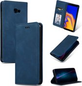 Retro Skin Feel Business Magnetische Horizontale Leren Flip Case voor Samsung Galaxy J4 Plus 2018 & J4 Prime (Marineblauw)