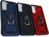 Samsung Galaxy S21 Plus Rood Shockproof Militairy Hybrid Armour Case Hoesje Met Kickstand Ring - Samsung Galaxy S21 Plus - Extreem Stevige Anti-Shock Hard Rugged Cover Bumper Hoes