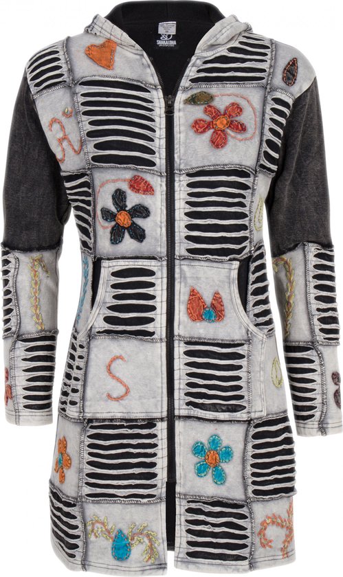 Dames Vest van Katoen met Polyester Fleece voering en vaste capuchon - SHAKALOHA - W Flexx Long Lined WhiteGrey XXL