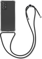 kwmobile telefoonhoesje compatibel met Samsung Galaxy A52 / A52 5G / A52s 5G - Hoesje met koord - Back cover in zwart / transparant