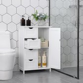 Bobbel Home - badkamerkast, ladekast met 4 schuifladen en 1 deur, wit, 55 x 81 x 30 cm -Wastafelonderkast - Badkamermeubel