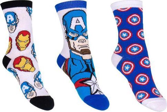 Marvel Avengers Captain America - chaussettes - pack 2 - pack de 3 - taille  23-26 | bol.com