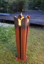keilbach designprodukte Fuji-flame hoge vuurschaal 120 cm van weerbestendig staal 3 mm.