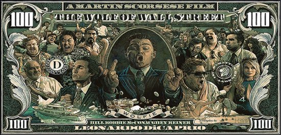 Wanddecoratie - Canvas Doek - The Wolf of Wall Street - Bankbiljet - Poster - 50 x 100