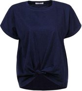 dames t-shirt met knoop vooraan blauw maat S