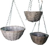 Wiljan hanging basket 32x17cm Grey Wash - Hangende basket - Handgemaakt - Planten-houder - Hang-plant - Planten Accessoires - Hanging Basket - Riet