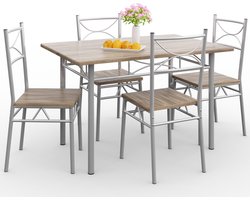 Casaria Eettafel Set 5 delige -Eettafel + 4 stoelen - Eiken