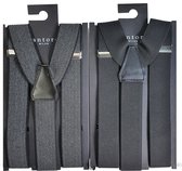 Bretels heren - 3 Clips - 2 Stuks Bretels Zwart en Grijs