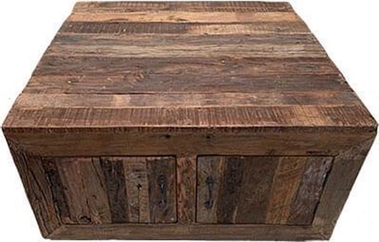 Robuste salontafel gemaakt van sloophout 90 x 90 cm | bol.com