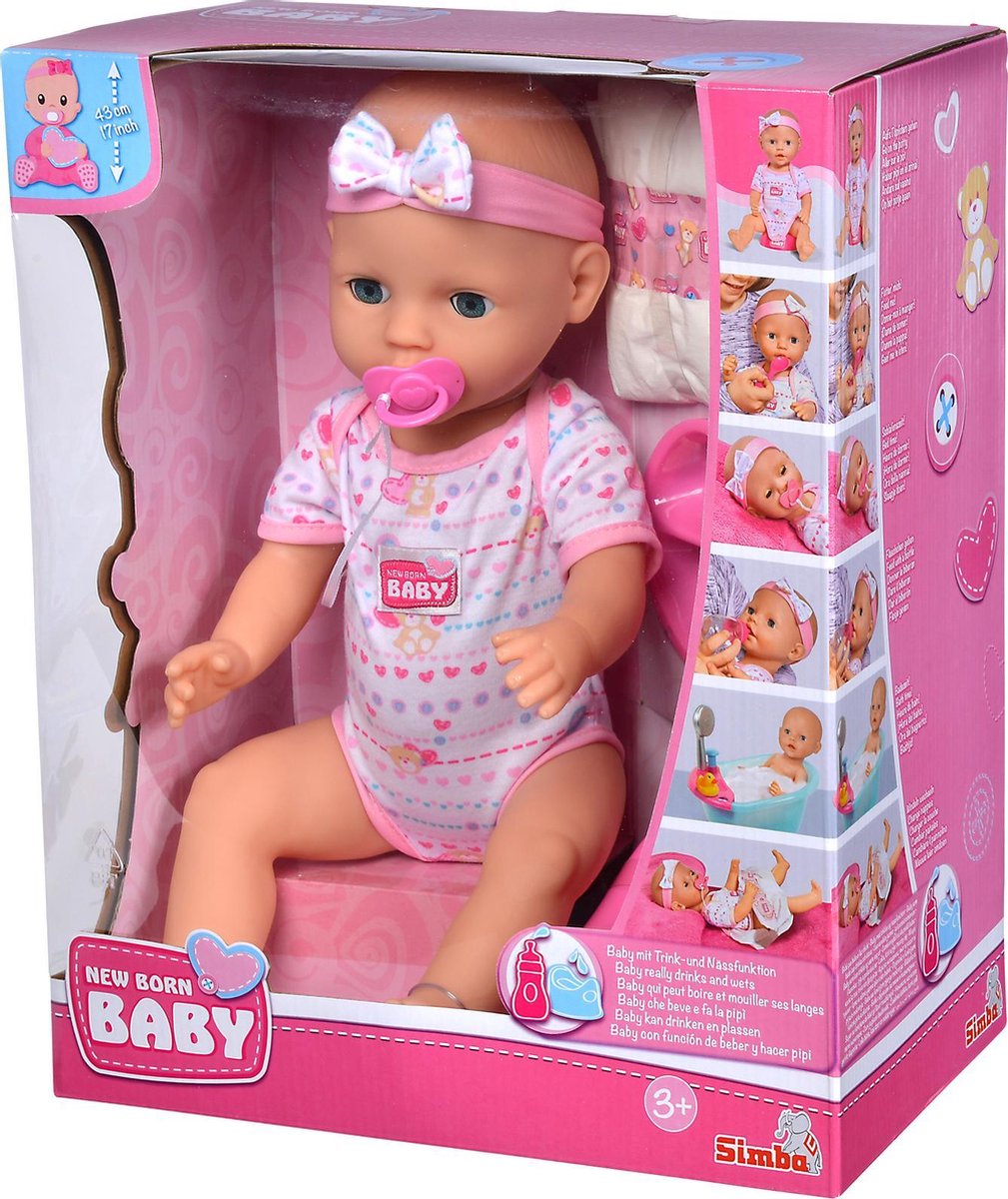 biografie Heel boos Klooster Simba - New Born Baby - Babypop - 43 cm - slapende ogen - roze - drink en  plasfunctie... | bol.com