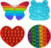 Pop It - fidget - Leuke Set van 4  Pop Its (2 rainbow + 2 effen)