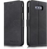 Voor Galaxy S10e Diaobaolee Pure Verse Textuur Horizontale Flip Leren Case, met Houder & Kaartsleuf & Portemonnee & Fotolijst (Zwart)