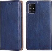 Voor Samsung Galaxy A71 4G PU + TPU Gloss Oil Effen Kleur Magnetische Horizontale Flip Leren Case met Houder & Kaartsleuf & Portemonnee (Blauw)