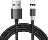 USB naar micro-USB magnetische metalen connector Nylon tweekleurige gevlochten magnetische datakabel, kabellengte: 1m (zwart)
