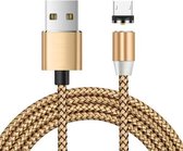 USB naar micro-USB magnetische metalen connector Nylon tweekleurige gevlochten magnetische datakabel, kabellengte: 2 m (goud)