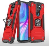 Voor Xiaomi Redmi Note 8 Pro magnetisch pantser schokbestendig TPU + pc-hoesje met metalen ringhouder (rood)