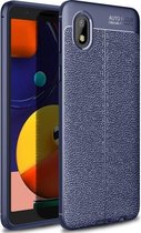 Voor Samsung Galaxy A01 Core / M01Core Litchi Texture TPU schokbestendig hoesje (marineblauw)