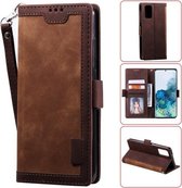 Voor Galaxy S20 Plus Retro Splicing Horizontale Flip lederen tas met kaartsleuven & houder & portemonnee (bruin)