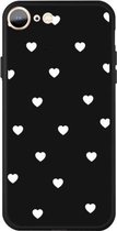 Voor iPhone SE 2020/8/7 Meerdere Love-Hearts Patroon Kleurrijke Frosted TPU Telefoon Beschermhoes (Zwart)