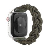 Elastische geweven horlogeband voor Apple Watch Series 6 & SE & 5 & 4 44 mm / 3 & 2 & 1 42 mm, lengte: 120 mm (donkergroen)