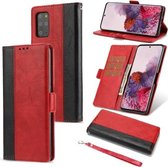 Voor Samsung Galaxy S20 + Retro Textuur Contrast Kleur Splicing Horizontale Flip TPU + PU Leren Case met Kaartsleuven & Houder & Portemonnee (Rood)