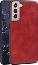 Voor Samsung Galaxy S21 5G Crazy Horse getextureerd kalfsleer PU + PC + TPU-hoes (rood)