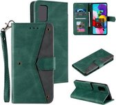 Voor Samsung Galaxy A52 5G / 4G Stiksels Kalfsstructuur Horizontale Flip Leren Case met Houder & Kaartsleuven & Portemonnee (Groen)