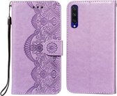 Voor Xiaomi Mi CC9e / Mi A3 Flower Vine Embossing Pattern Horizontale Flip Leather Case met Card Slot & Holder & Wallet & Lanyard (Purple)