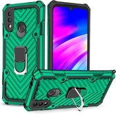 Voor Xiaomi Redmi 7 magnetisch pantser schokbestendig TPU + pc-hoesje met metalen ringhouder (donkergroen)