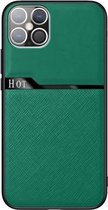 Voor iPhone 12 mini Huidvriendelijk Frosted Leather + TPU All-inclusive telefoonhoes met metalen ijzeren plaat (groen)