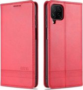 Voor Samsung Galaxy A12 AZNS Magnetische Kalf Textuur Horizontale Flip Leren Case met Kaartsleuven & Houder & Portemonnee (Rood)