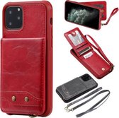 Voor iPhone 11 Pro Verticale Flip Portemonnee Schokbestendige Achterklep Beschermhoes met Houder & Kaartsleuven & Lanyard & Fotolijsten (Rood)