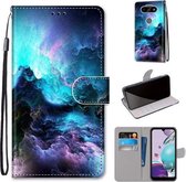 Voor LG K31 Gekleurde Tekening Cross Textuur Horizontale Flip PU Lederen Case met Houder & Kaartsleuven & Portemonnee & Lanyard (Kleurrijke Wolken)