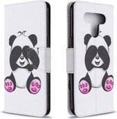 Voor LG K51 Gekleurde tekening patroon Horizontale flip lederen tas met houder & kaartsleuven & portemonnee (Panda)