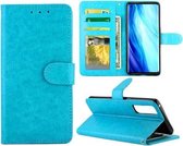 Voor OPPO Reno4 Pro (4G) Crazy Horse textuur lederen horizontale flip beschermhoes met houder & kaartsleuven & portemonnee & fotolijst (babyblauw)