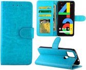 Voor Google Pixel 4a 5G Crazy Horse Texture Lederen Horizontale Flip Beschermhoes met Houder & Kaartsleuven & Portemonnee & Fotolijst (Babyblauw)