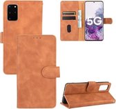 Voor Samsung Galaxy S20 Plus Effen Kleur Huidgevoel Magnetische Gesp Horizontale Flip Kalfsstructuur PU Lederen Case met Houder & Kaartsleuven & Portemonnee (Bruin)