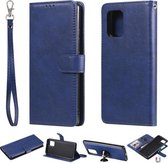 Voor Samsung Galaxy A91 / S10 Lite 2 in 1 effen kleur afneembare PU lederen tas met kaartsleuven & magnetische houder & fotolijst & portemonnee & riem (blauw)