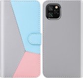 Voor iPhone 11 Tricolor Stitching Horizontale Flip TPU + PU lederen tas met houder & kaartsleuven & portemonnee (grijs)