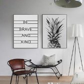 Moderne minimalistische ananas brief frameloze decoratieve schilderkunst woonkamer kern, maat: 40x60cm (ananas + engels brief)