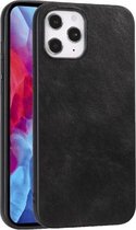 Voor iPhone 12 Pro Max Crazy Horse getextureerd kalfsleer PU + pc + TPU-hoes (zwart)