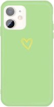 Voor iPhone 11 Golden Love-heart Pattern Colorful Frosted TPU telefoon beschermhoes (groen)