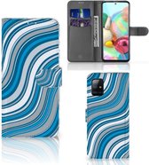 Book Case Geschikt voor Samsung Galaxy A71 Hoesje Waves Blue
