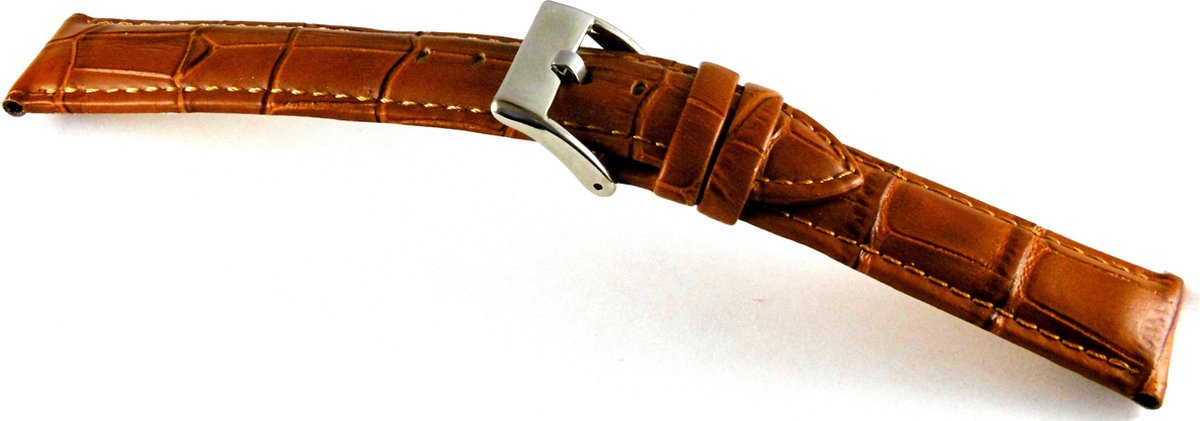 Horlogeband-20mm-diloy superior-echt leer-bruin-gevuld-croco-zacht-20 mm