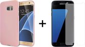 Samsung S7 Hoesje - Samsung galaxy S7 hoesje roze siliconen case hoes cover hoesjes - 1x Samsung S7 screenprotector