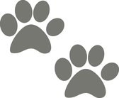 Hondenpootje / hondenpootjes - grijs - autostickers - 2 stuks – 9,5 cm x 11,5 cm